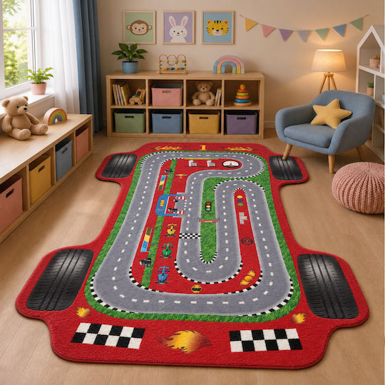 Homeone Homeone Kinderteppich Autobahn Rote 180x250cm