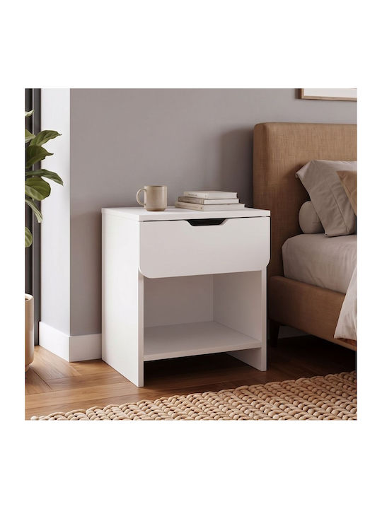 Bedside Table Mida Wooden White 45x40x52cm
