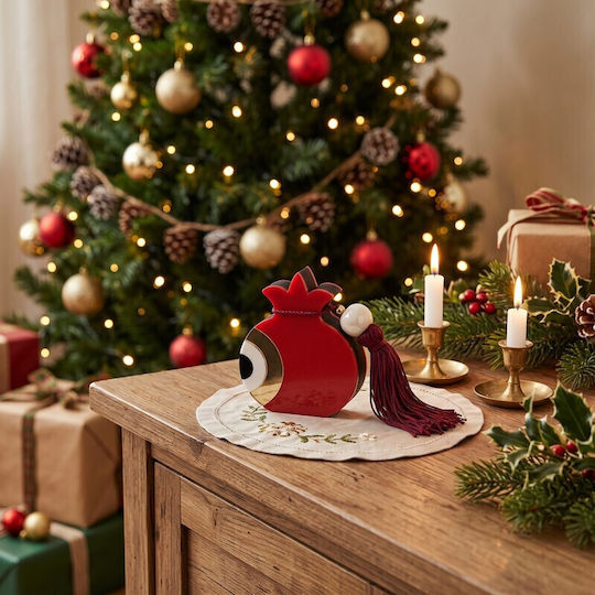Grekas Home Tabletop New Year's Lucky Charm Red Burner Made of Plexiglass 9.5cm