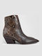 Leder Damen Stiefeletten Ankle Boots Braun