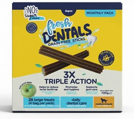 Dapac Fresh Dentals Лакомства В Стик За Куче Без Зърнени Култури 720гр