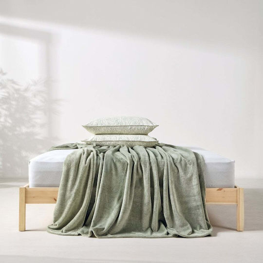 Kentia Monica Fleece Blanket Single 160x220cm Green