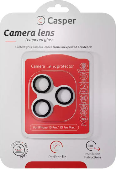 Casper Tempered Glass Camera Protection Grey for iPhone 15 Pro / 15 Pro Max