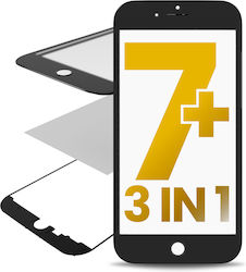 3 В 1 Предно Стъкло + Рамка + Oca Предварително Инсталиран iPhone 7 Plus Премиум Черен 2 Броя