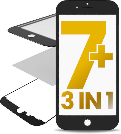 3 In 1 Front Glass + Frame + Oca Pre-installed Iphone 7 Plus Premium Black 2 Pack
