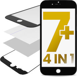 4 В 1 Предно Стъкло + Рамка + Поляризатор + Oca Предварително Инсталиран Iphone 7 Plus Премиум Черен 2 Броя