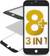 3 In 1 Front Glass + Frame + Oca Pre-installed Iphone 8 Plus Premium Black 2 Pack