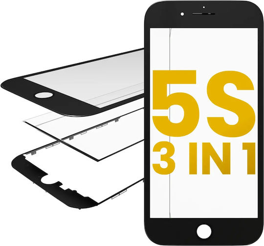 3 In 1 Frontglas + Rahmen + Oca Vorinstalliert iPhone 5s Schwarz 2er Pack