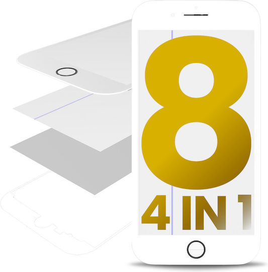 4 In 1 Front Glass + Frame + Polarizer + Oca Pre-installed Iphone 8 2 Pack White