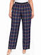 Pantaloni Dama Din Țesătură Cu Cauciuc În Croială Regular Albastru WH-41561-27TR-Albastru