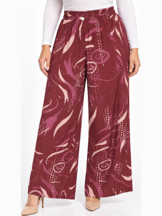 Women's Pantaloons with Rubber Band in Slim Fit Burgundy WH-41535-27TR-BURG