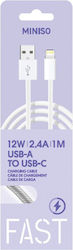 Miniso USB-A към Lightning кабел Бял 1m Miniso USB-A към Lightning кабел Бял 1m