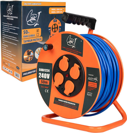 Extension Cord Reel with Cable 50m Cross Section 3 x 2.5mm² and Grounding
