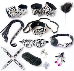 Leopard Leder BDSM-Bausatz in Schwarz Farbe