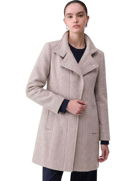 Liu Jo Woll Damenmäntel Beige mit Knöpfen