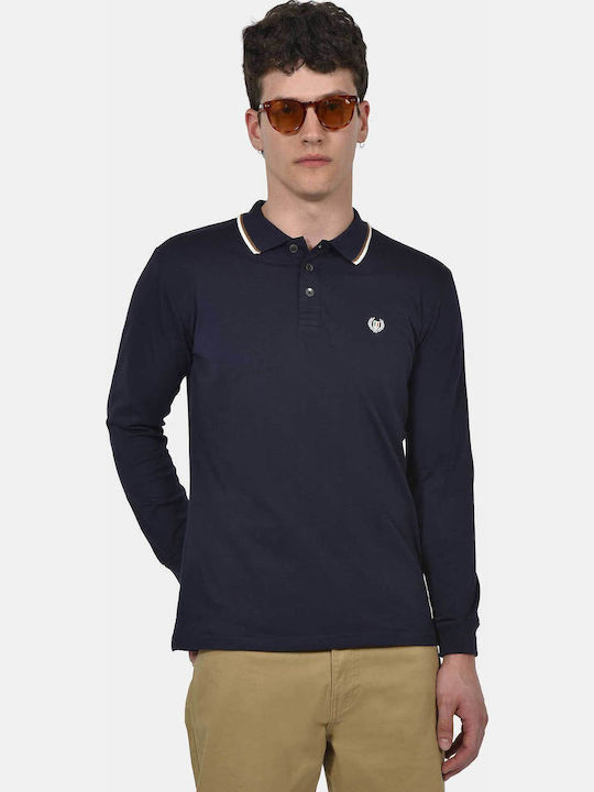 Berto Lucci Polo Long Sleeve Blue Blouse