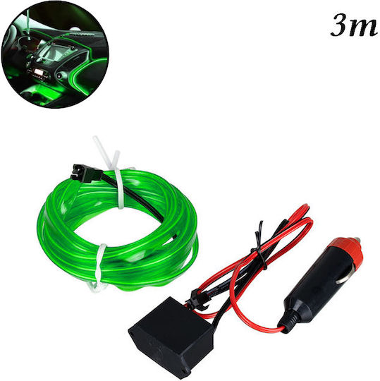 LED Flexible Illuminated Neon Cable 3m 12v Green Interior Car Lighting Sds-13805