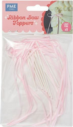 Pink Bow Cake Topper Set Sticks 8 Pcs Pme