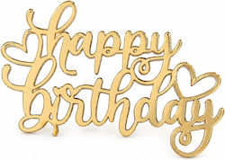 Acrylic Cake Topper "happy Birthday" Heart Gold Model 9 Cm Lumea