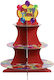 Stand Pentru Dulciuri Flippy 3 Nivele Design Petrecere Torturi Bar De Bomboane Carton Roșu Multicolor
