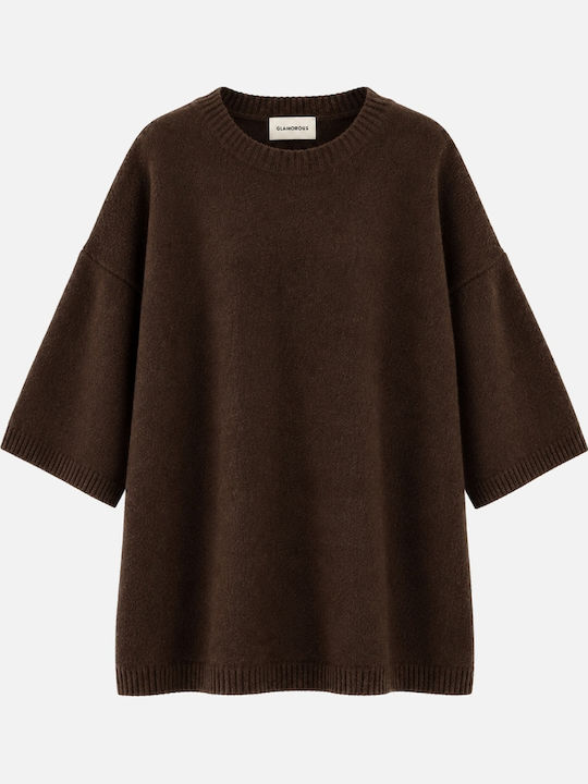 Summer Women's Blouse 3/4 Sleeve Brown