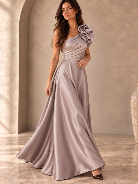 Maxi Βραδινό Φόρεμα Σατέν Dusty Pink