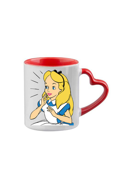 Tasse Alice Rote Henkel Herz Innenraum