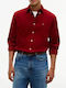 Long Sleeve Corduroy Slim Fit Shirt Red