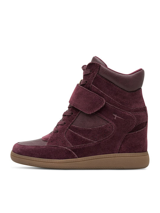 Ghete Dama de Piele cu Platformă Burgundy