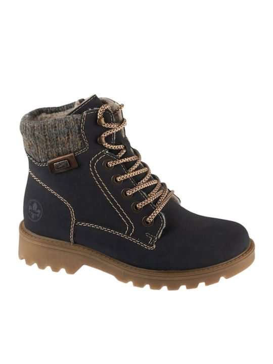 Leder Damen Kampfstiefel Blau