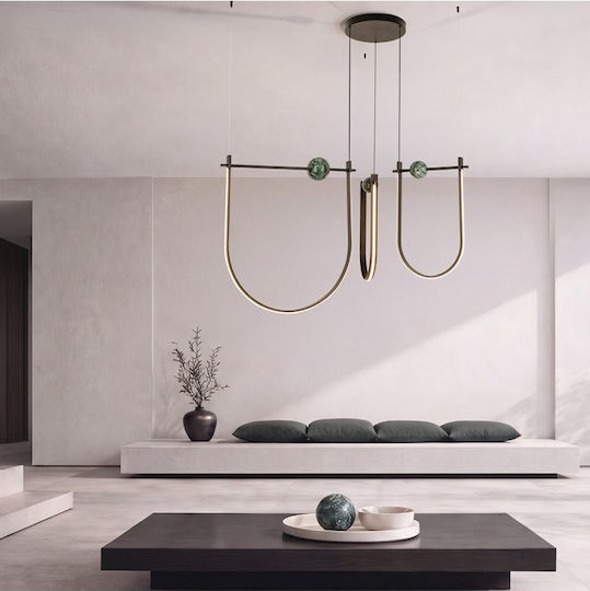 Zambelis Lights Hanging Ceiling Light Black LED with Warm White Light 125x90cm