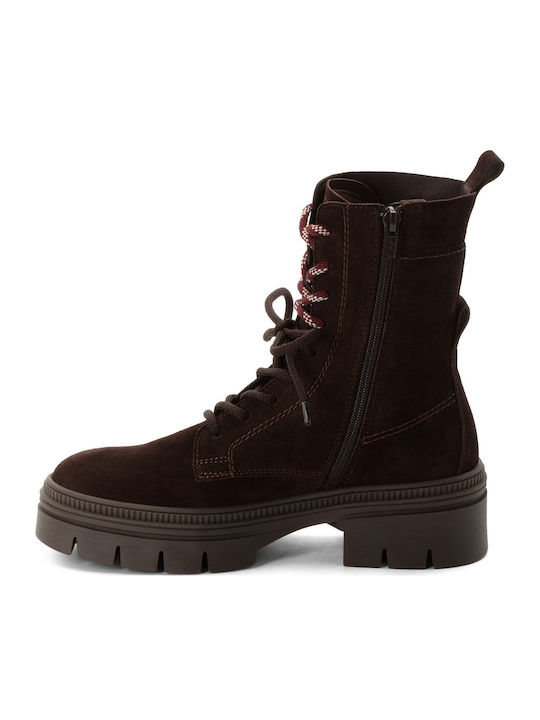 Tamaris Braune Lederstiefeletten Damen