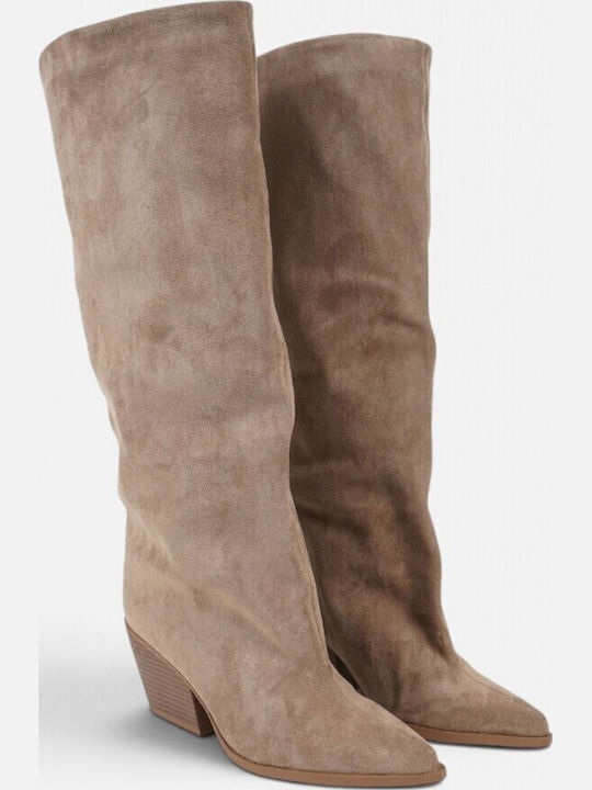 Suede Women's Cowboy Brown Boots