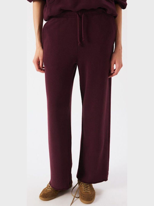 Pantaloni Dama Din Țesătură În Croială Relaxed Burgundy