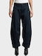 Damen Stoff Cargo Hose in Boyfriend Passform Blau