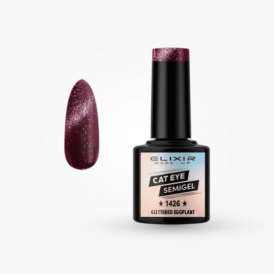 Elixir Ημιμόνιμο Βερνίκι Νυχιών 1426 - Glittered Eggplant Cat Eye 8ml