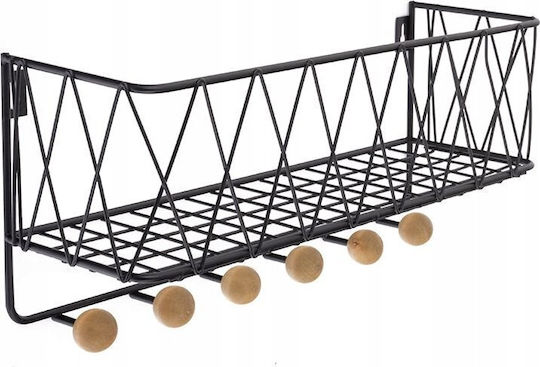Aristar Метална Стенна Закачалка С 6 Места Черна 35x16.5x120см