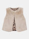 Kids Casual Sleeveless Short Beige Jacket