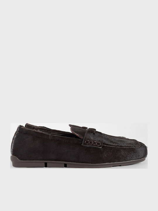 Barkley Pony Loafers Women's Leather Loafers in Brown Colour