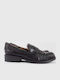 Rusty Fur Leather Women's Moccasins in Black Colour