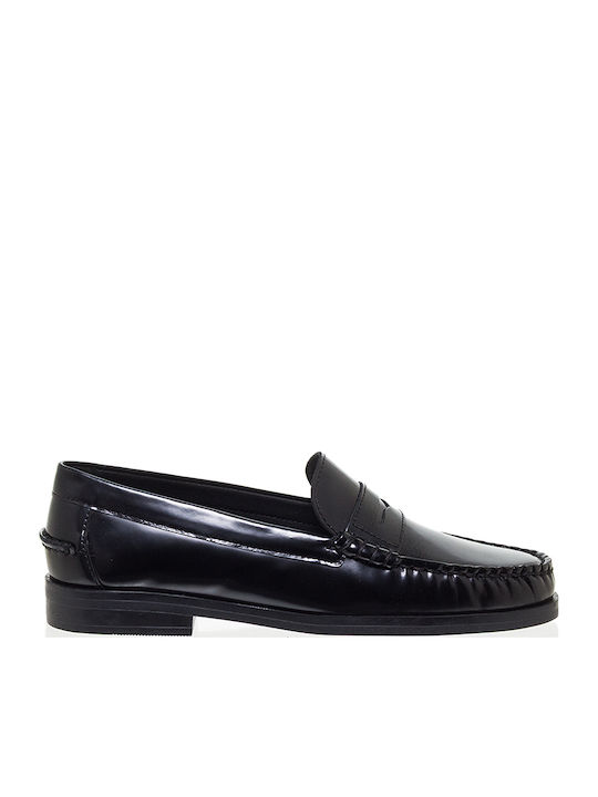 Leather Women's Loafers in Black Colour