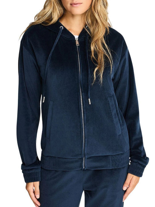 Funky Buddha Long Women's Velvet Hooded Sweatsh...