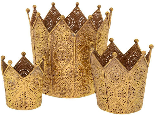 Set 3 Coroane Metalice Aurii 16x15x15,5 11x11x11,5 8,5x8,5x8,5 cm