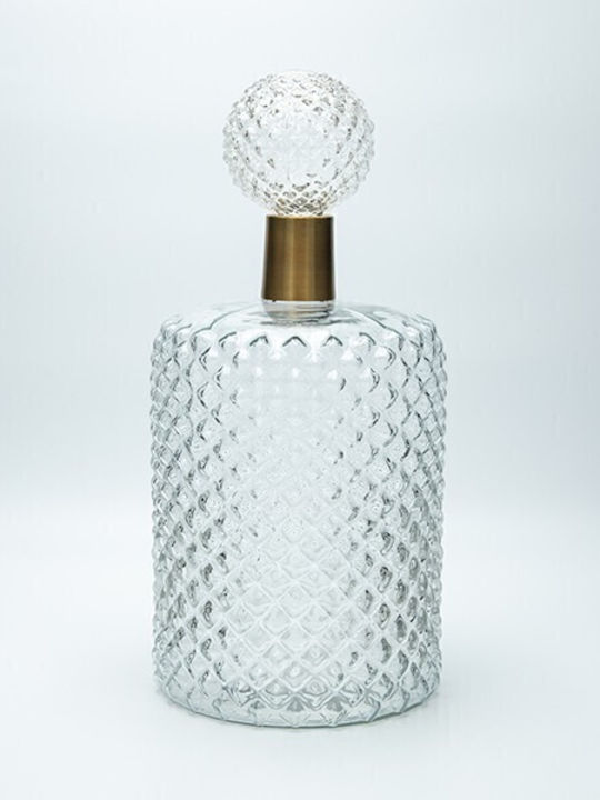 Glass Serving Decanter with Stopper Gold