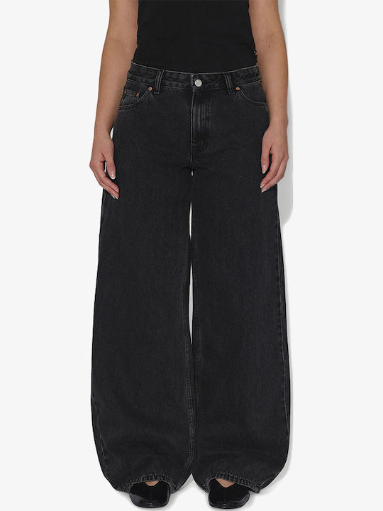 Damen Jeans Hosen in Baggy Bein Stil Schwarz