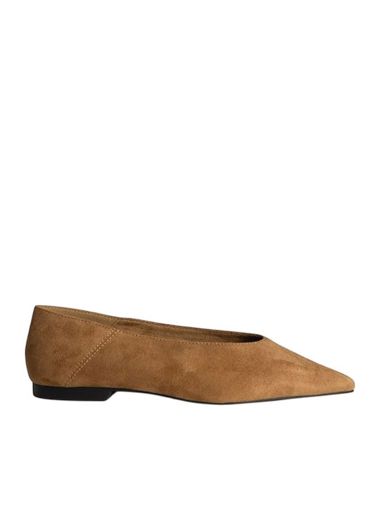 Corina Women's Pointed Toe Brown Ballerina Shoes