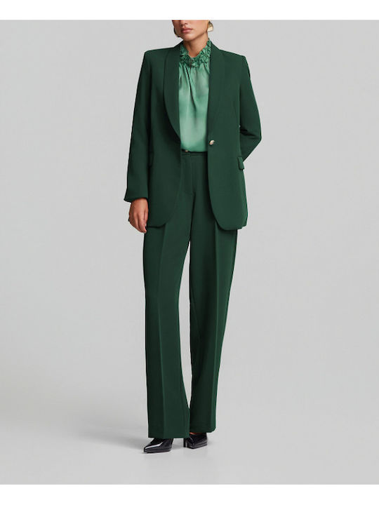 Lynne Women's Crepe Waisted Blazer Dark Green