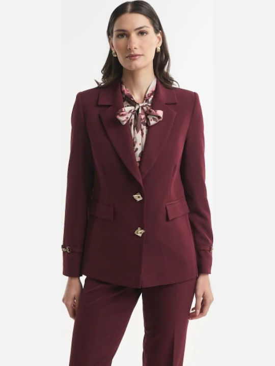 Fibes Sacou Dama Crep Cu Talie Burgundy