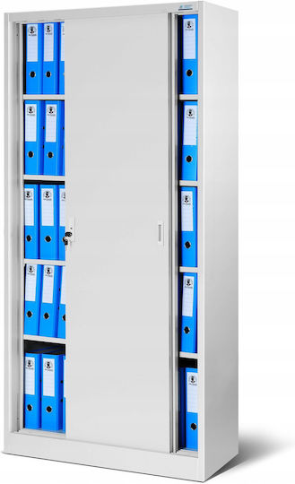 Metal Office Cabinet with Lock Grey 90x40x185cm