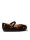 Kids Anatomic Ballerinas with Hook & Loop Closure Patent Leather Black
